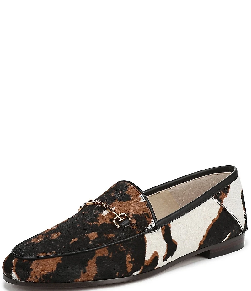 Sam Edelman Loraine Cow Print Calf Hair Bit Buckle Loafers