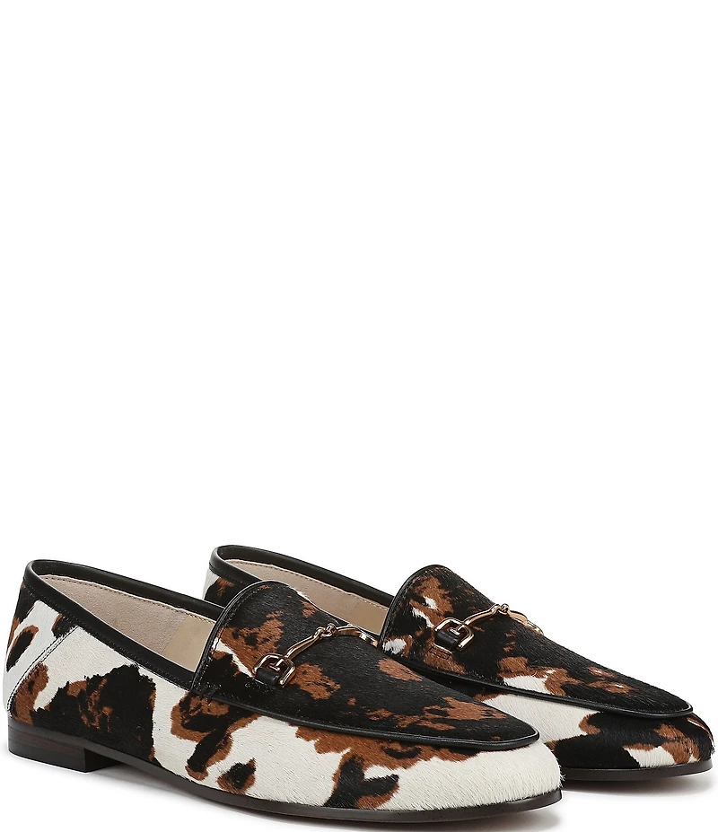 Sam Edelman Loraine Cow Print Calf Hair Bit Buckle Loafers