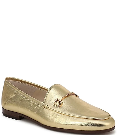 Sam Edelman Loraine Crinkle Metallic Leather Bit Buckle Loafers