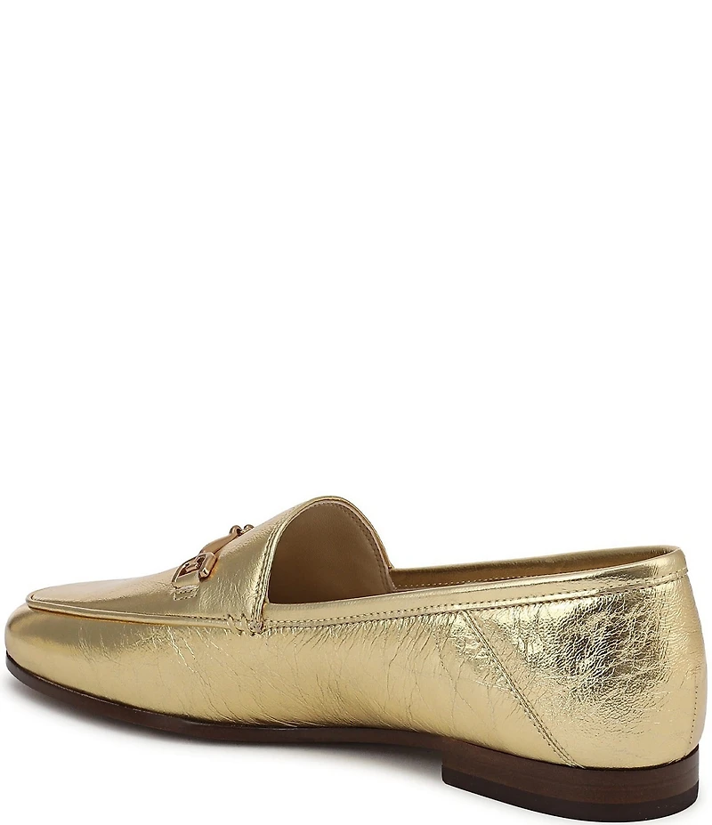 Sam Edelman Loraine Crinkle Metallic Leather Bit Buckle Loafers