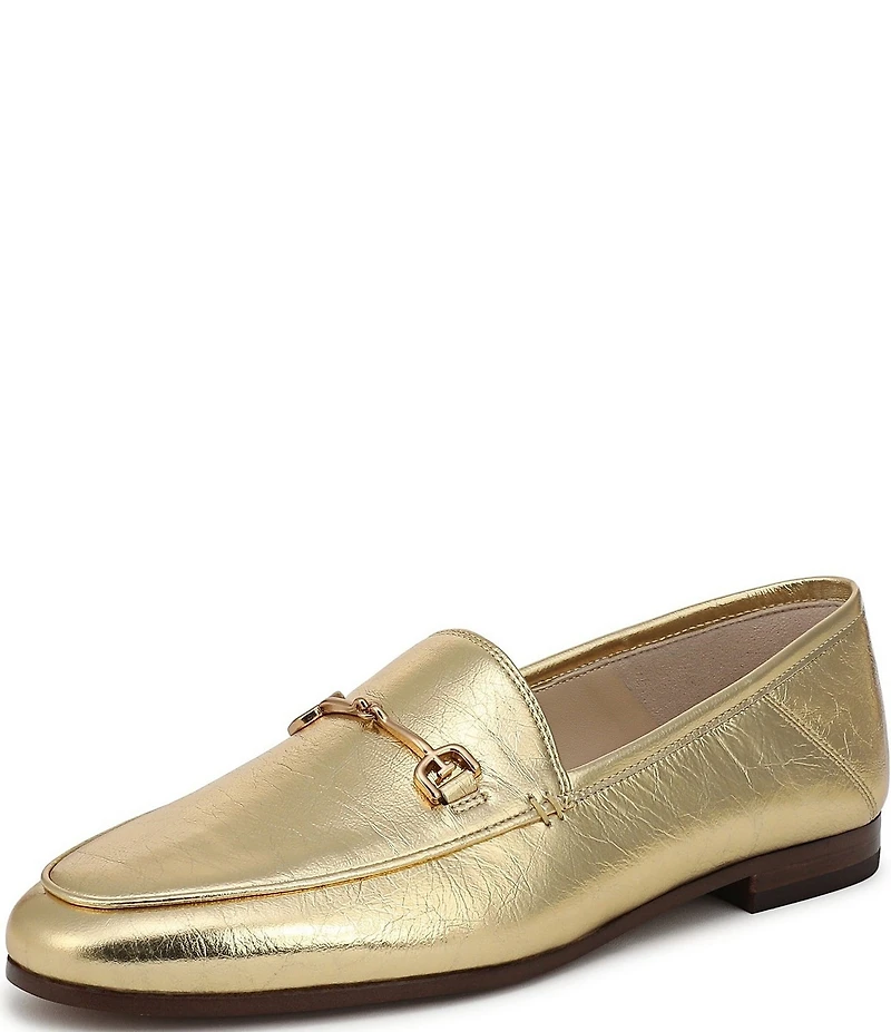 Sam Edelman Loraine Crinkle Metallic Leather Bit Buckle Loafers