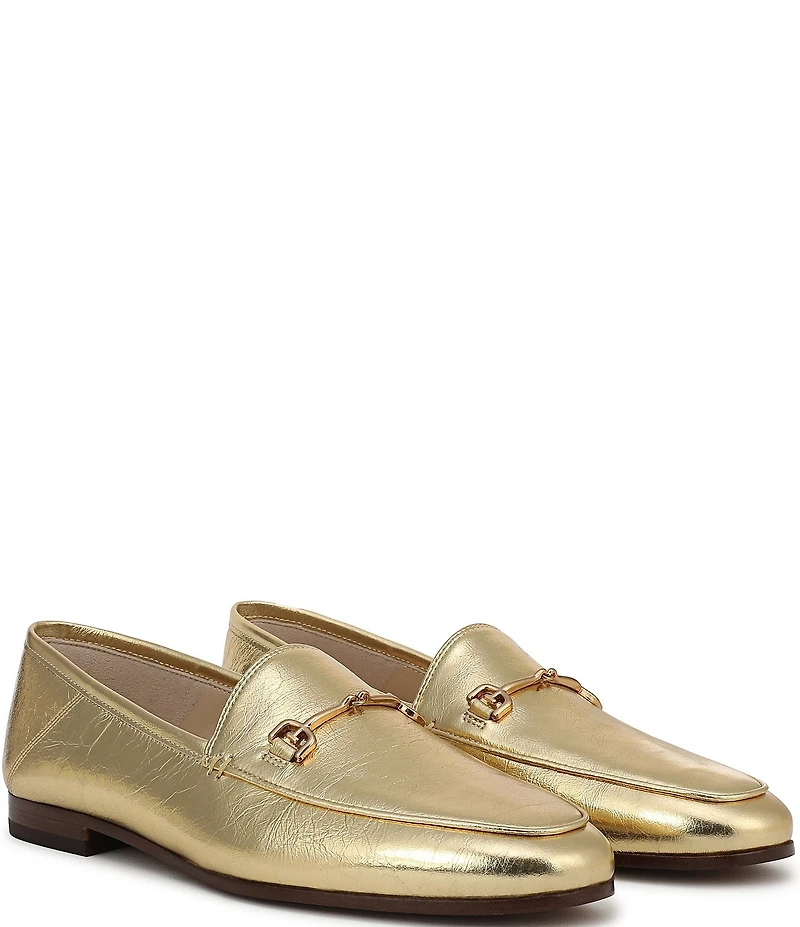 Sam Edelman Loraine Crinkle Metallic Leather Bit Buckle Loafers