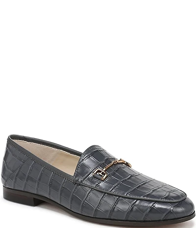 Sam Edelman Loraine Croco Embossed Glossy Leather Bit Buckle Loafers