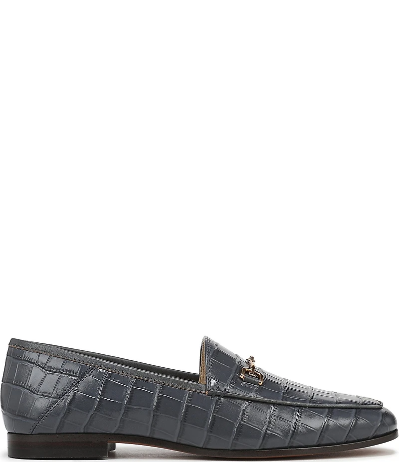Sam Edelman Loraine Croco Embossed Glossy Leather Bit Buckle Loafers