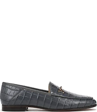 Sam Edelman Loraine Croco Embossed Glossy Leather Bit Buckle Loafers