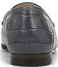 Sam Edelman Loraine Croco Embossed Glossy Leather Bit Buckle Loafers