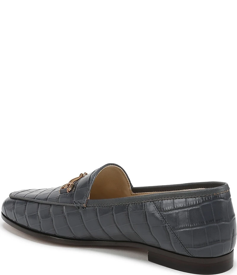 Sam Edelman Loraine Croco Embossed Glossy Leather Bit Buckle Loafers
