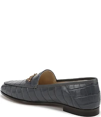Sam Edelman Loraine Croco Embossed Glossy Leather Bit Buckle Loafers