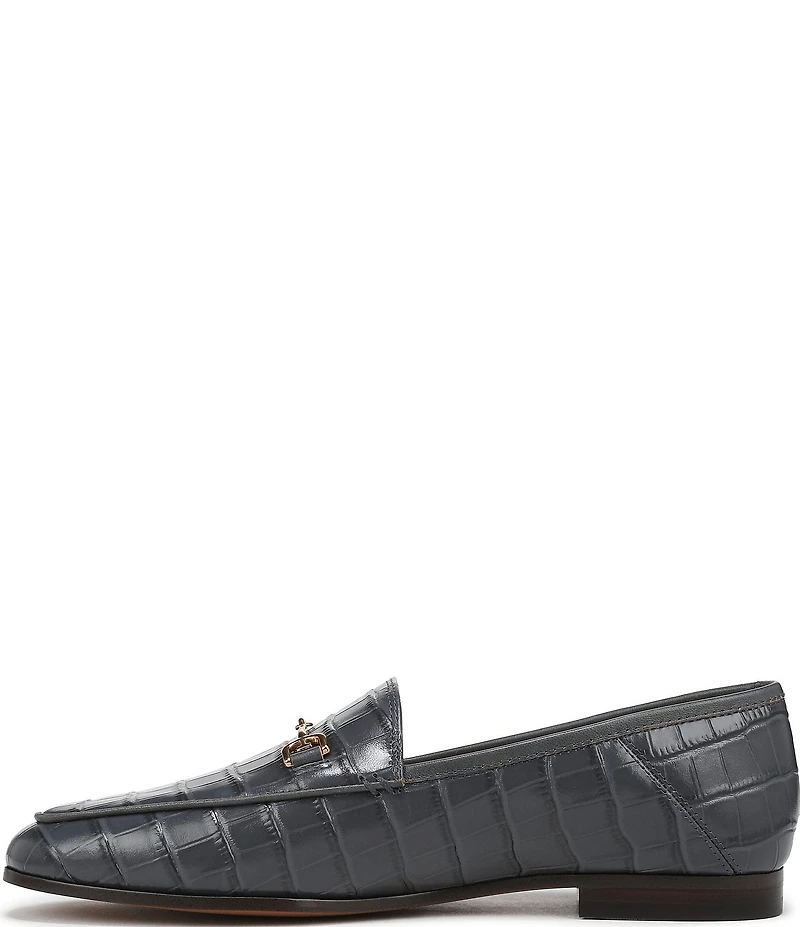 Sam Edelman Loraine Croco Embossed Glossy Leather Bit Buckle Loafers