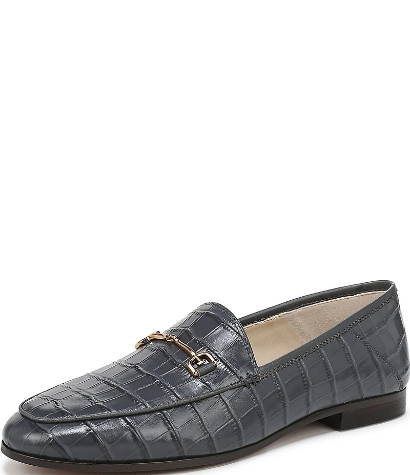 Sam Edelman Loraine Croco Embossed Glossy Leather Bit Buckle Loafers