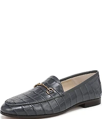 Sam Edelman Loraine Croco Embossed Glossy Leather Bit Buckle Loafers