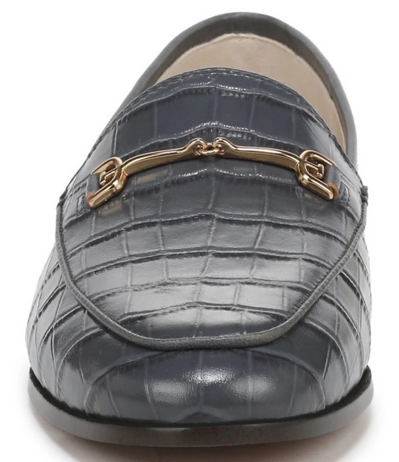 Sam Edelman Loraine Croco Embossed Glossy Leather Bit Buckle Loafers
