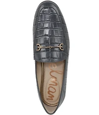 Sam Edelman Loraine Croco Embossed Glossy Leather Bit Buckle Loafers