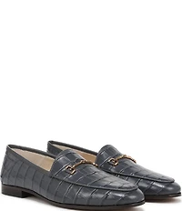 Sam Edelman Loraine Croco Embossed Glossy Leather Bit Buckle Loafers