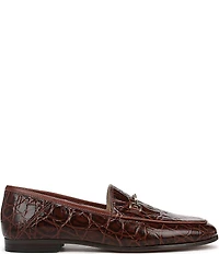 Sam Edelman Loraine Croco Embossed High Shine Leather Bit Buckle Loafers