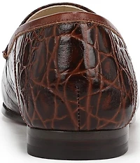 Sam Edelman Loraine Croco Embossed High Shine Leather Bit Buckle Loafers
