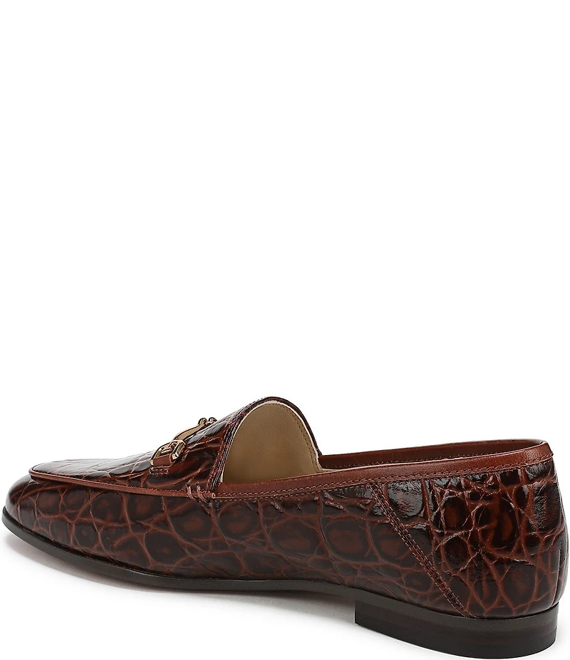Sam Edelman Loraine Croco Embossed High Shine Leather Bit Buckle Loafers