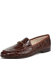 Sam Edelman Loraine Croco Embossed High Shine Leather Bit Buckle Loafers