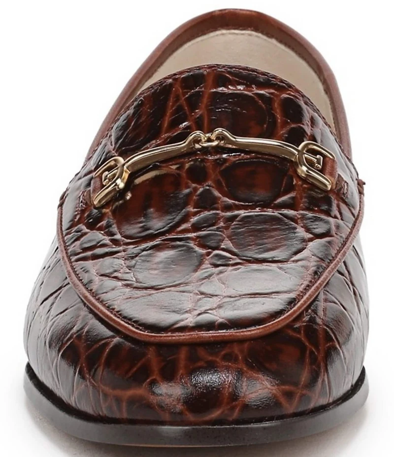 Sam Edelman Loraine Croco Embossed High Shine Leather Bit Buckle Loafers