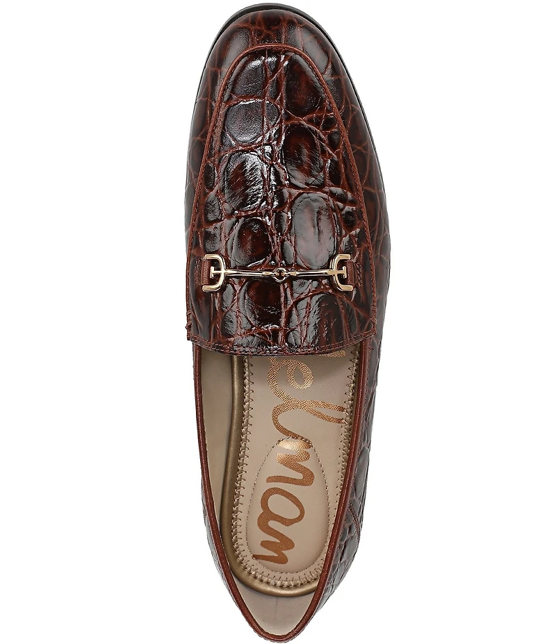 Sam Edelman Loraine Croco Embossed High Shine Leather Bit Buckle Loafers