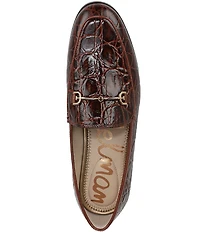 Sam Edelman Loraine Croco Embossed High Shine Leather Bit Buckle Loafers