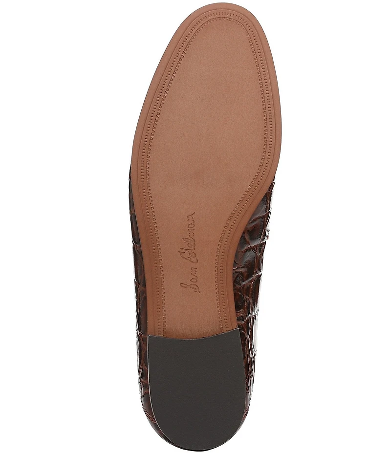 Sam Edelman Loraine Croco Embossed High Shine Leather Bit Buckle Loafers