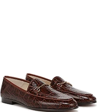 Sam Edelman Loraine Croco Embossed High Shine Leather Bit Buckle Loafers