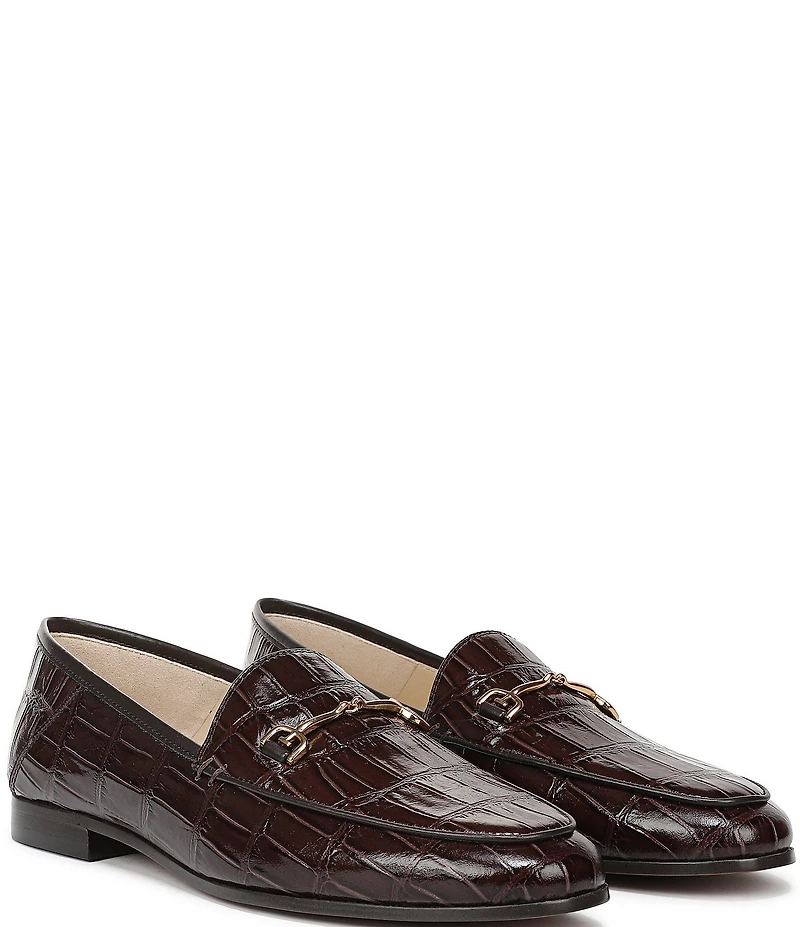 Sam Edelman Loraine Croco Patent Leather Bit Buckle Loafers