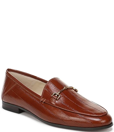 Sam Edelman Loraine Polished Eel Print Leather Bit Buckle Loafers