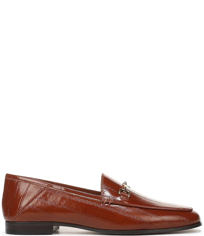 Sam Edelman Loraine Polished Eel Print Leather Bit Buckle Loafers