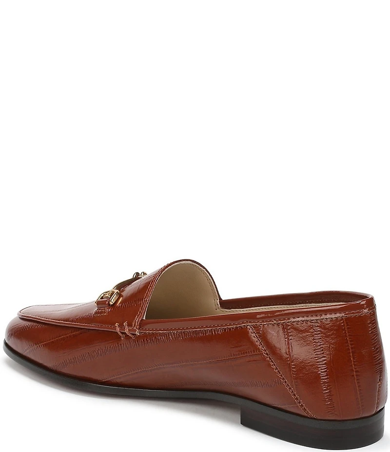 Sam Edelman Loraine Polished Eel Print Leather Bit Buckle Loafers