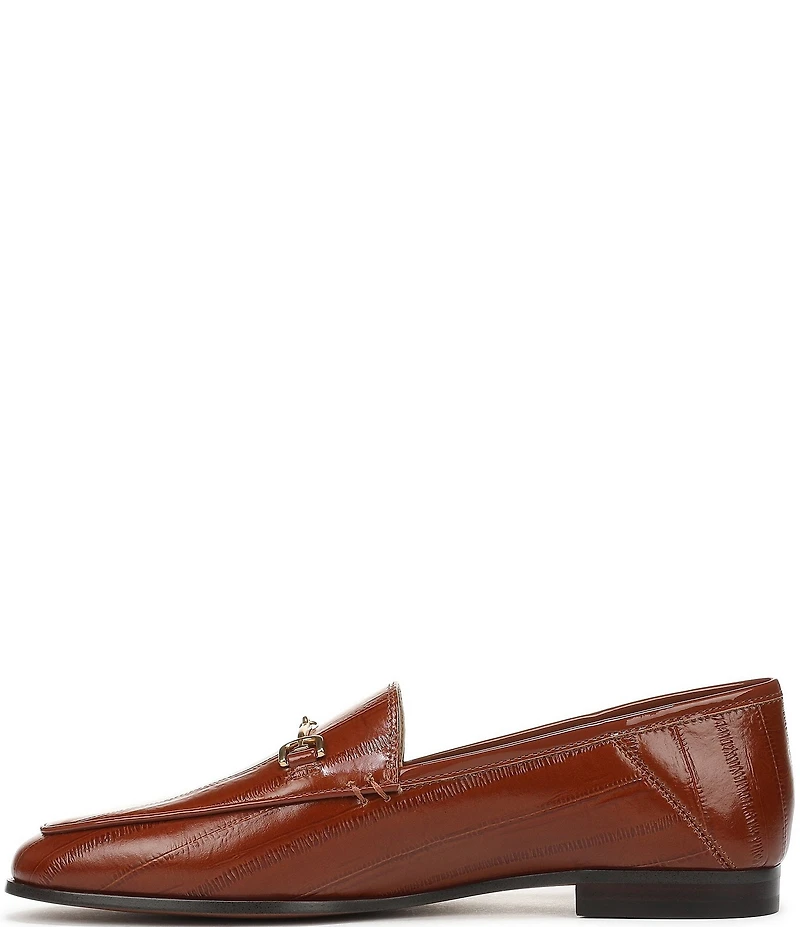 Sam Edelman Loraine Polished Eel Print Leather Bit Buckle Loafers