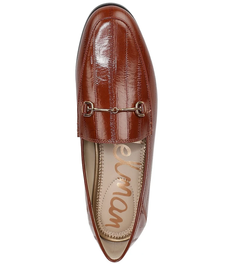 Sam Edelman Loraine Polished Eel Print Leather Bit Buckle Loafers