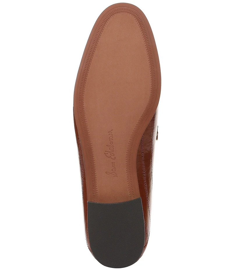 Sam Edelman Loraine Polished Eel Print Leather Bit Buckle Loafers