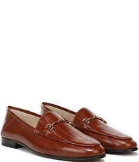 Sam Edelman Loraine Polished Eel Print Leather Bit Buckle Loafers