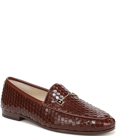 Sam Edelman Loraine Python Embossed Leather Bit Buckle Loafers