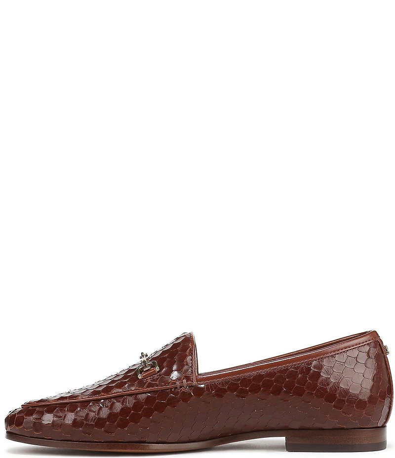 Sam Edelman Loraine Python Embossed Leather Bit Buckle Loafers