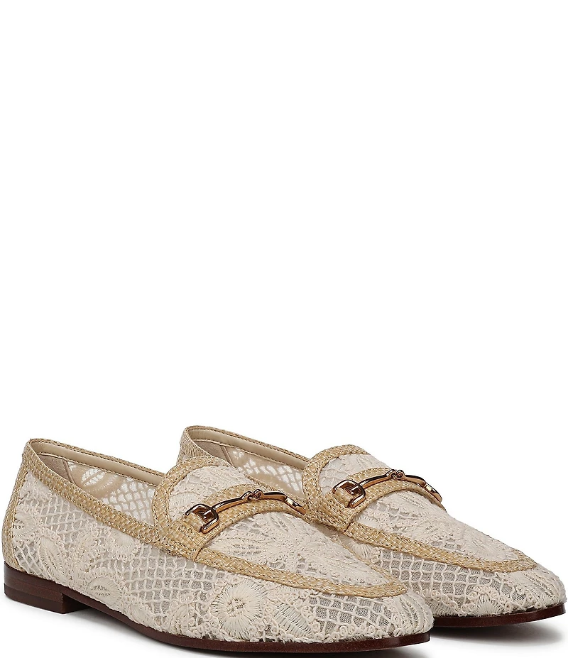 Sam Edelman Loraine Woven Floral Lace Bit Buckle Loafers