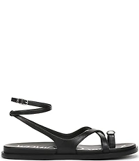 Sam Edelman Lottie Leather Stone Embellished Toe Ring Strappy Sandals