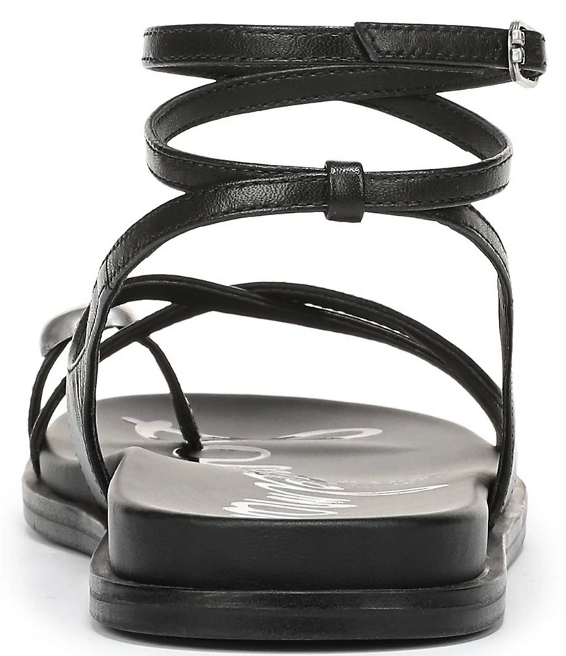 Sam Edelman Lottie Leather Stone Embellished Toe Ring Strappy Sandals