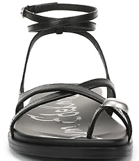 Sam Edelman Lottie Leather Stone Embellished Toe Ring Strappy Sandals