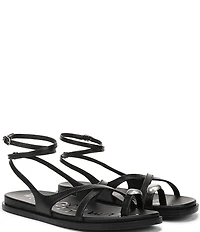 Sam Edelman Lottie Leather Stone Embellished Toe Ring Strappy Sandals