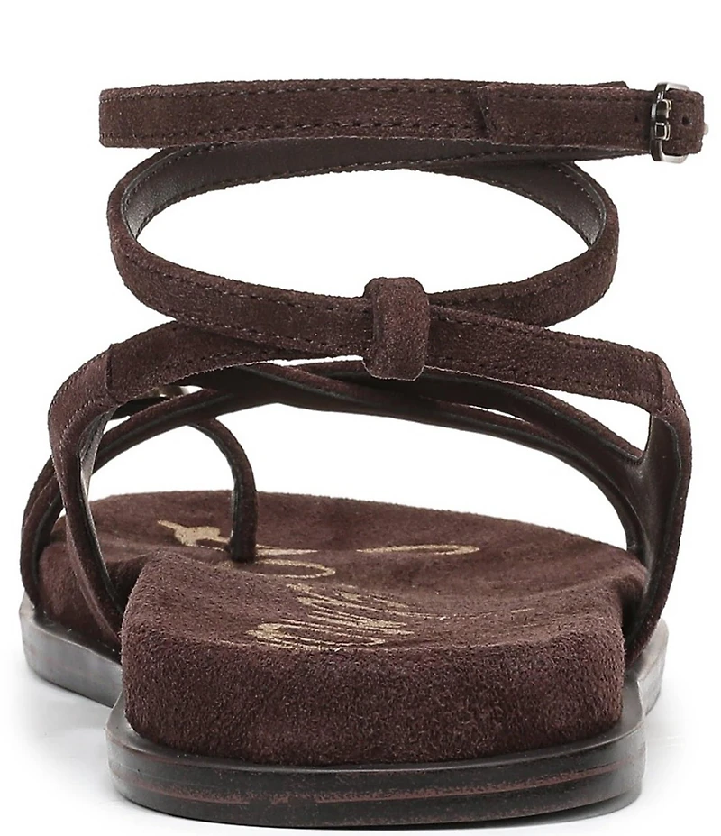 Sam Edelman Lottie Suede Stone Embellished Toe Ring Strappy Sandals