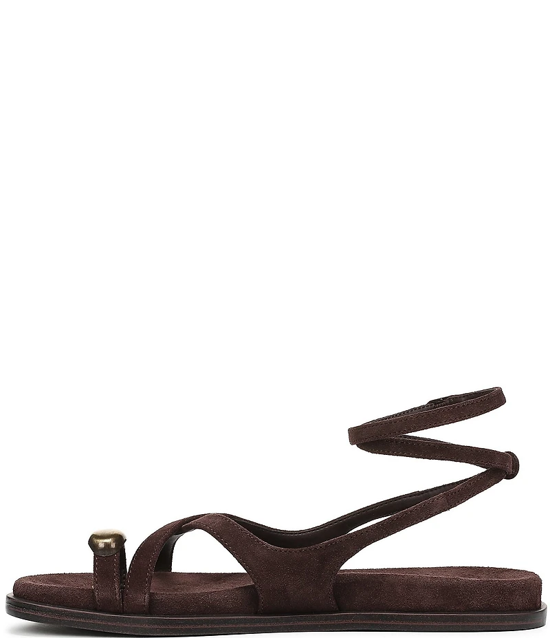 Sam Edelman Lottie Suede Stone Embellished Toe Ring Strappy Sandals