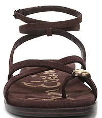 Sam Edelman Lottie Suede Stone Embellished Toe Ring Strappy Sandals