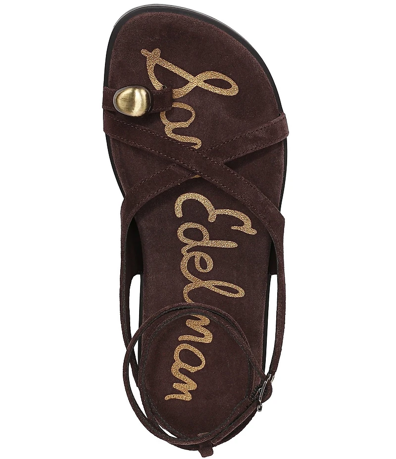 Sam Edelman Lottie Suede Stone Embellished Toe Ring Strappy Sandals