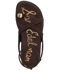 Sam Edelman Lottie Suede Stone Embellished Toe Ring Strappy Sandals