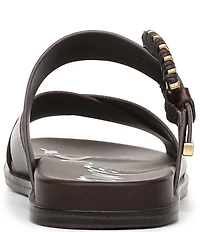 Sam Edelman Lucy Leather Criss Cross Buckle Hardware Slide Sandals