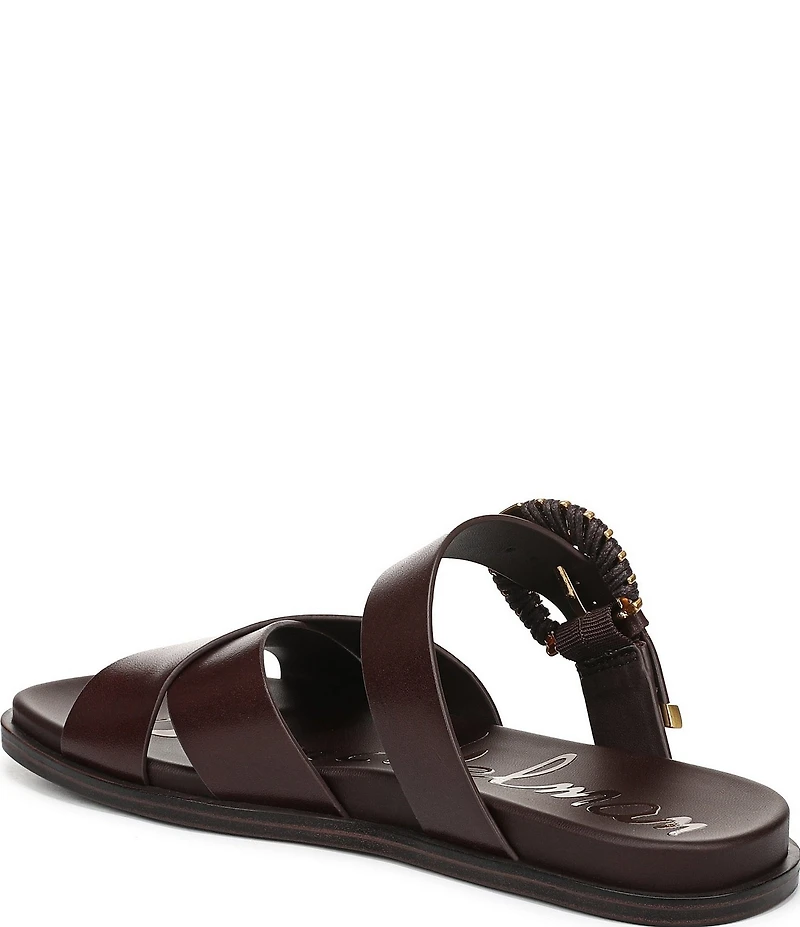 Sam Edelman Lucy Leather Criss Cross Buckle Hardware Slide Sandals