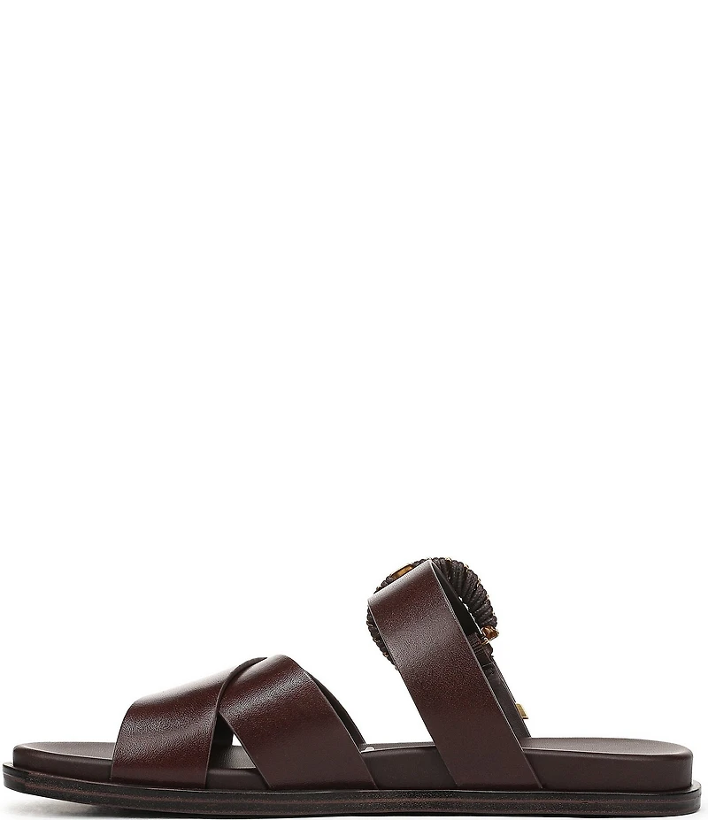 Sam Edelman Lucy Leather Criss Cross Buckle Hardware Slide Sandals
